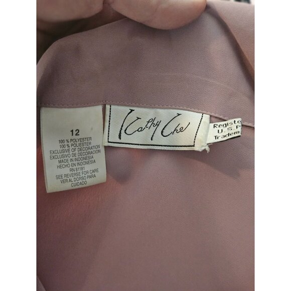 Vintage Blush Pink Button-Up Blouse With Pockets & Collar Size 12 - Picture 7 of 7